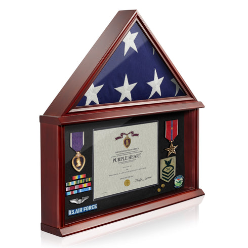 Shadow Box Memorial Flag Display Case fits 5 x 9-ft Flag